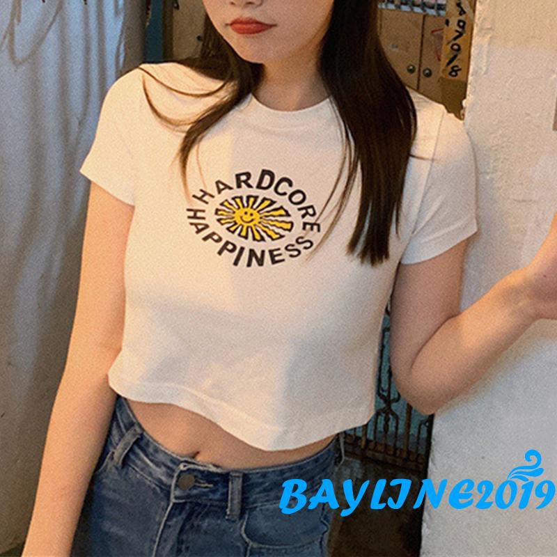 Áo Thun Lửng Tay Ngắn Thời Trang Dành Cho Nữ