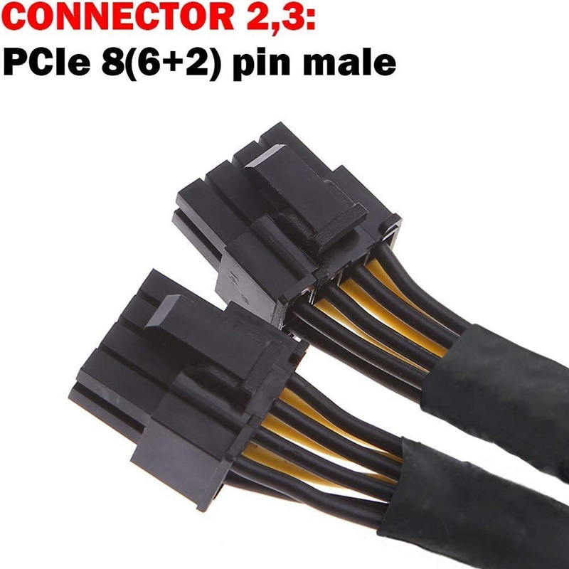 Cáp Chia Chuyển Đổi PCI-E Sang Hai Cổng 8 Pin 8 Pin (6+2) Male 18 AWG PCI-E GPU Miner