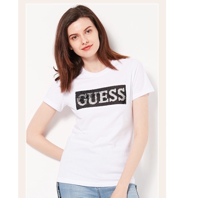Áo Thun Tay Ngắn Màu Trơn In LOGO Guess Thời Trang Cho Nam Và Nữ Mã YJ2K6435
