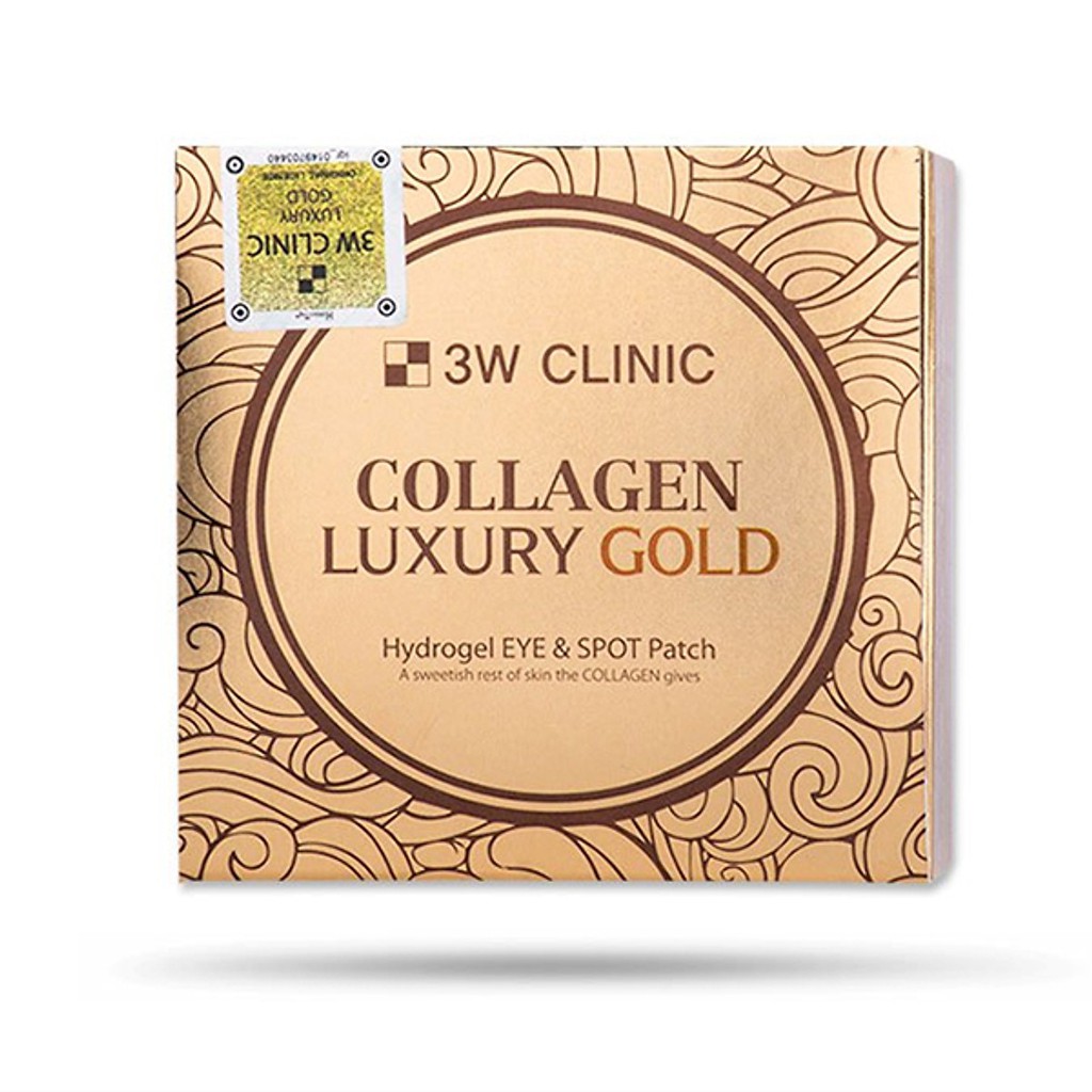 Mặt Nạ Mắt Tinh Chất Vàng giảm thâm 3W Clinic Collagen Luxury Gold Hydrogel Eye &amp; Spot Patch 90g - Hàn Quốc Chính Hãng