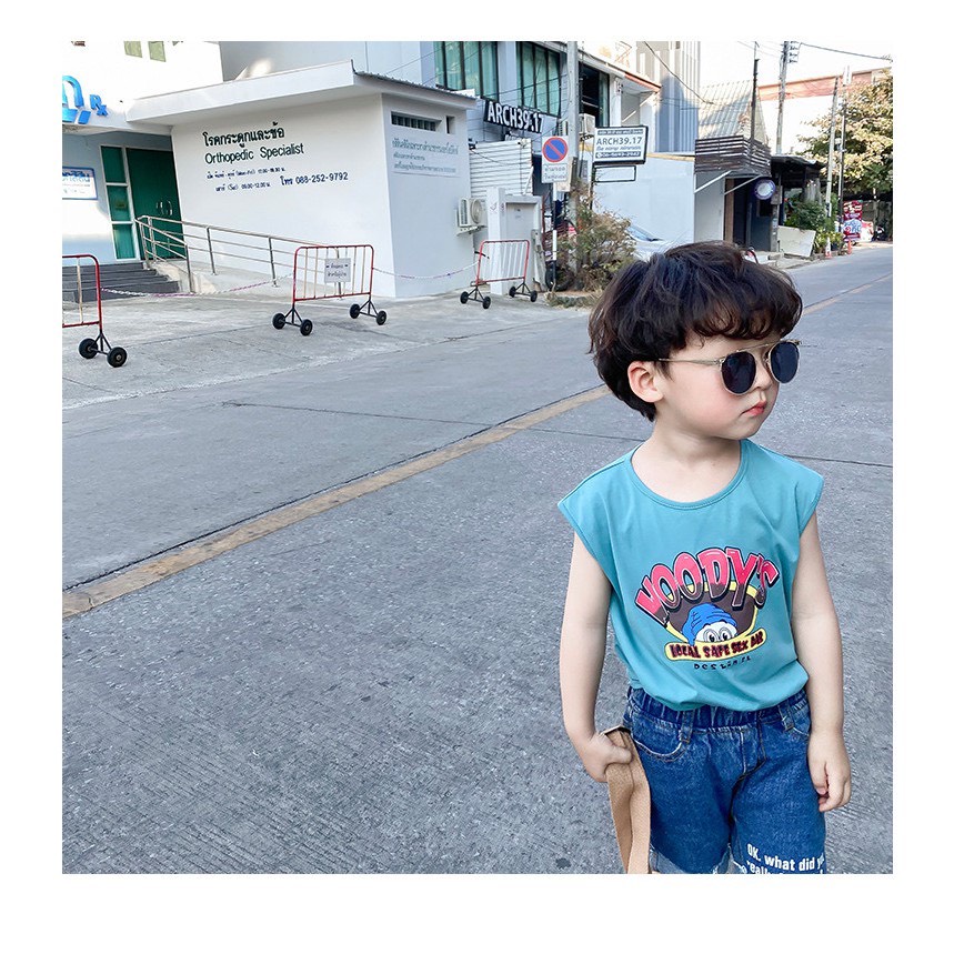 Áo Ba Lỗ Cho Bé Trai Và Bé Gái Hình Mặt Cười 100% Cotton Ken Store