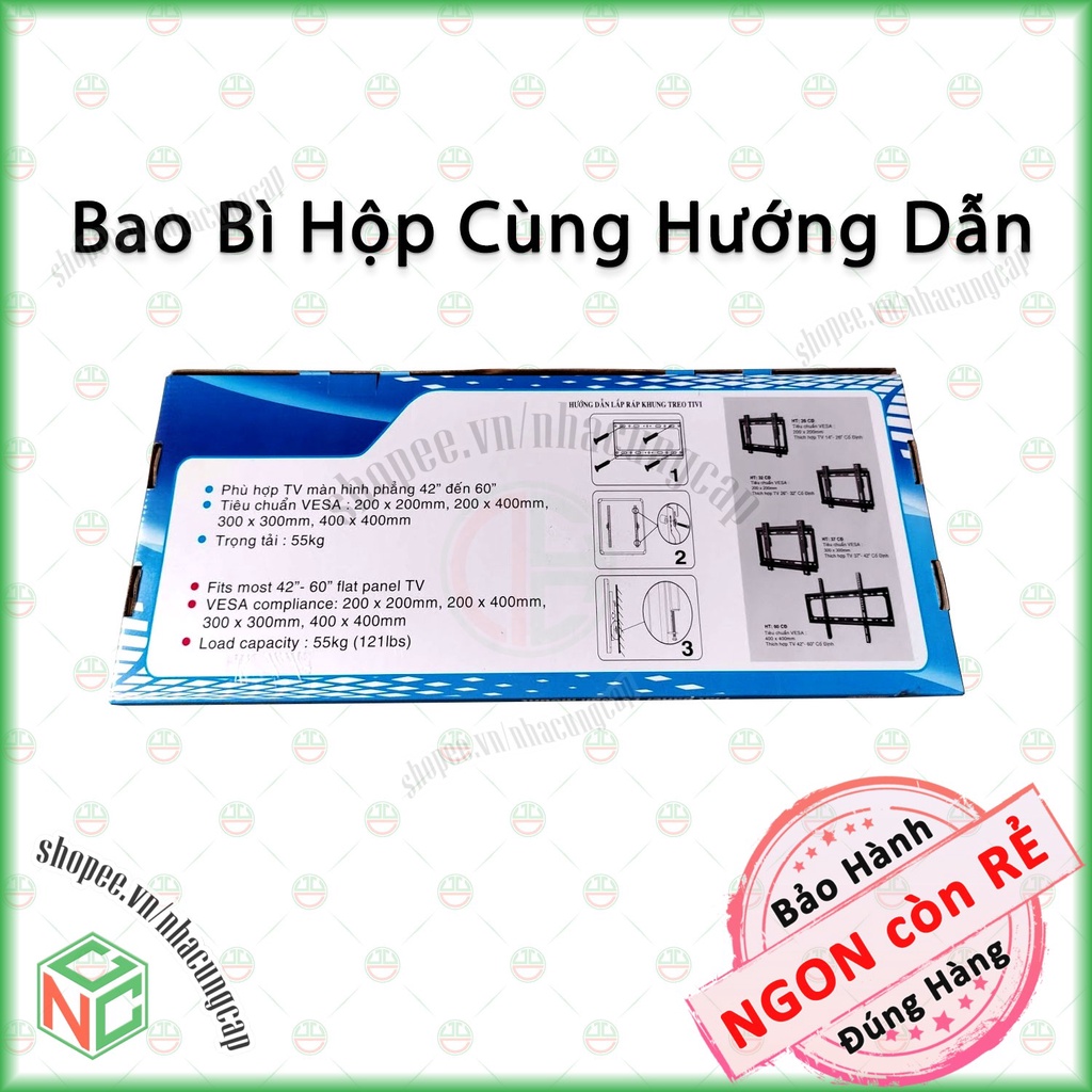 [Bền Chắc] Giá Kệ - Khung Treo Tivi 26 -&gt; 60 inch Thẳng Áp Sát Tường Giúp Căn Phòng Không Gian Thoáng Đẹp Hơn