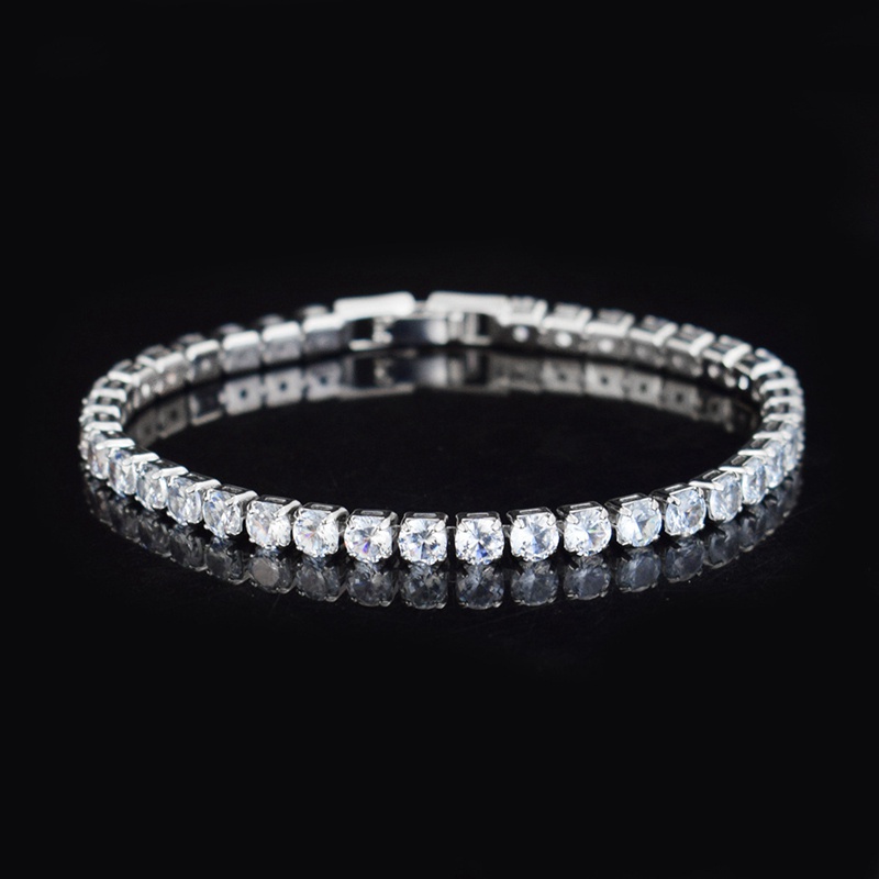 Vòng tay mạ bạc đính đá zircon 4mm thời trang đơn giản cho nam nữ | BigBuy360 - bigbuy360.vn
