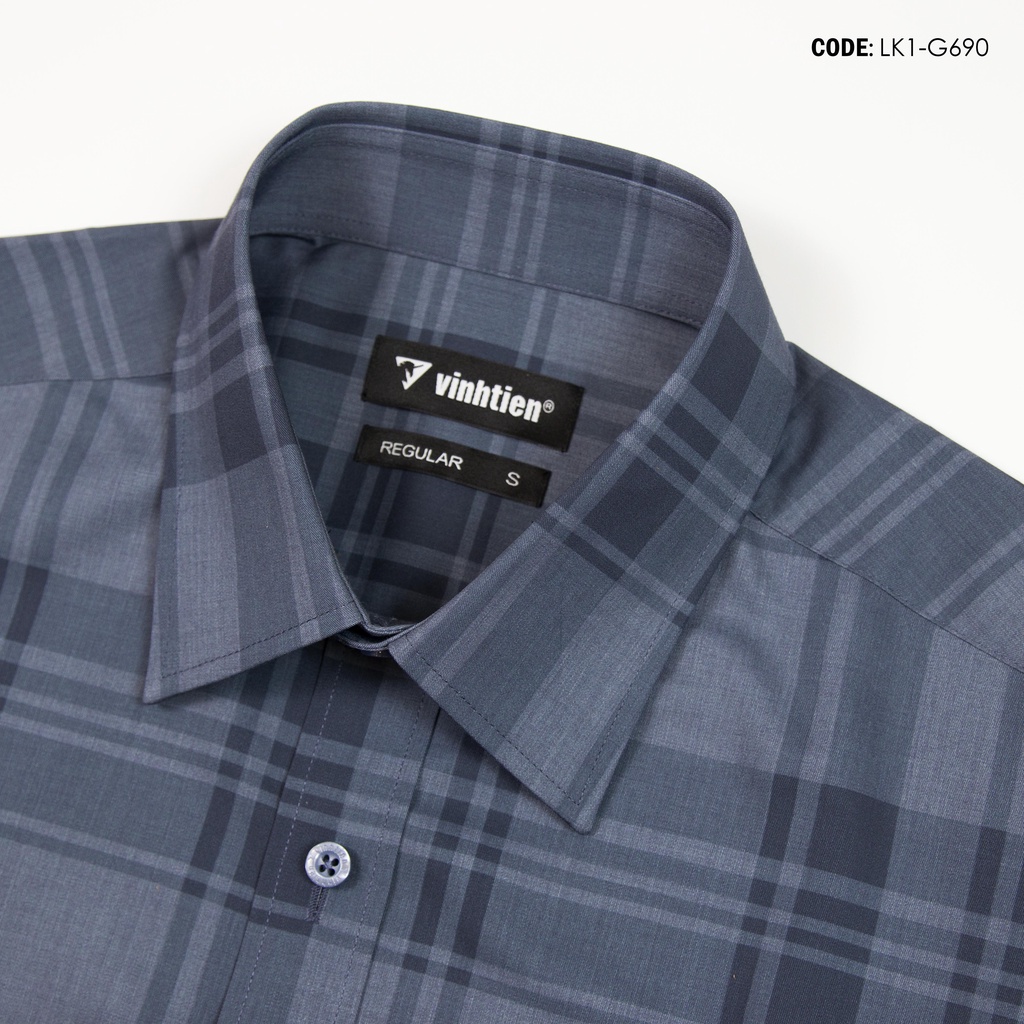 Áo Sơ Mi Nam Dài Tay Sọc Caro Bamboo Vĩnh Tiến Form Regular Vạt Ngang 475 - G690
