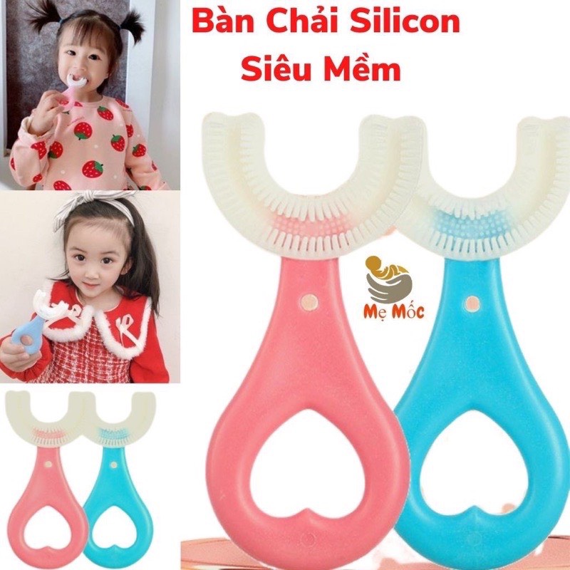 Bàn Chải Đánh Răng Cho Bé Hình Chữ U Chất Liệu Silicon Chịu Được Lực Cắn, Cho Bé từ 2 tuổi -6 tuổi