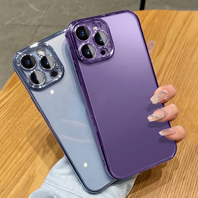Ốp Điện Thoại for  iPhone 14 13 11 Pro max TPU Mềm Trong Suốt Chống Sốc Bảo Vệ Ống Kính Sang Trọng Cho case ốp lưng iPhone12 11 Promax