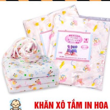 Khăn xô tắm 4 lớp in hình xuất Nhật