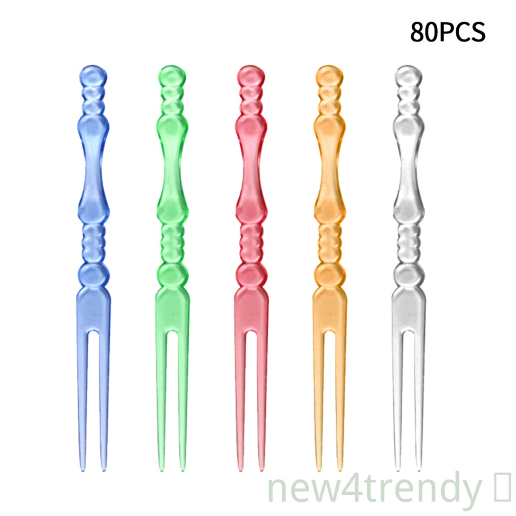 80 Nĩa nhựa 2 răng tiện lợi chuyên dùng ăn trái cây / salad / thực phẩm