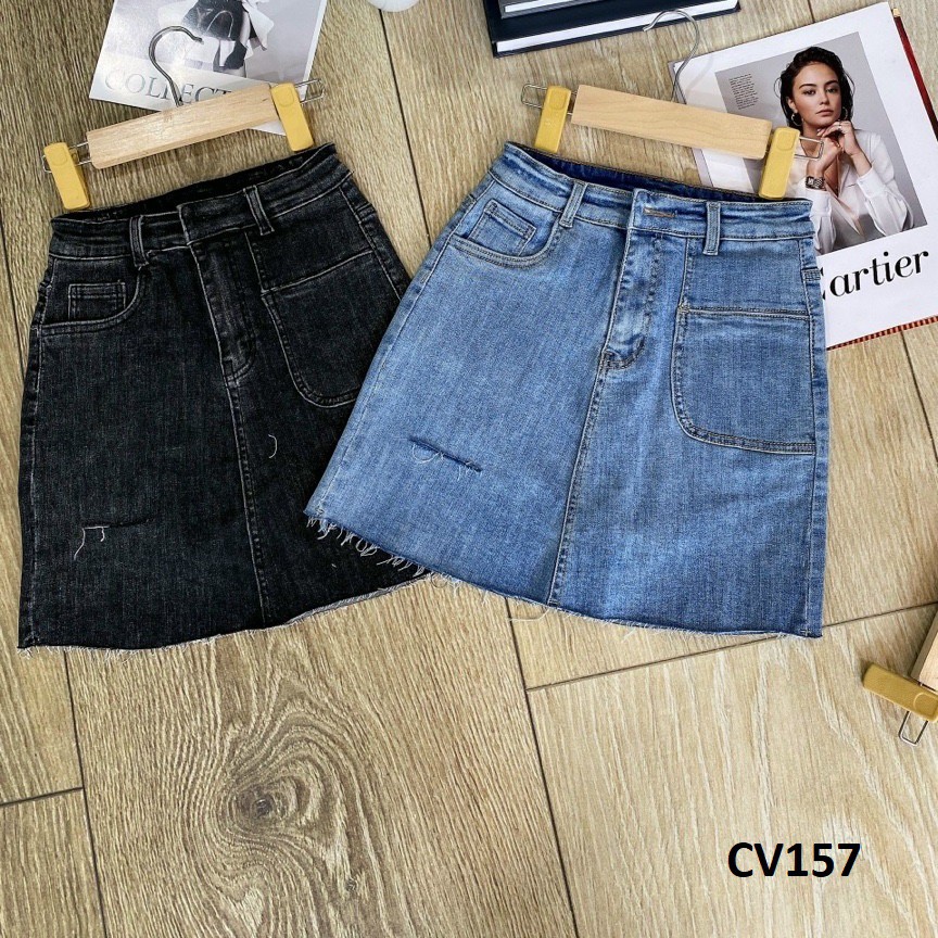 Chân váy ngắn dáng A loại jean co giãn CV157 | BigBuy360 - bigbuy360.vn