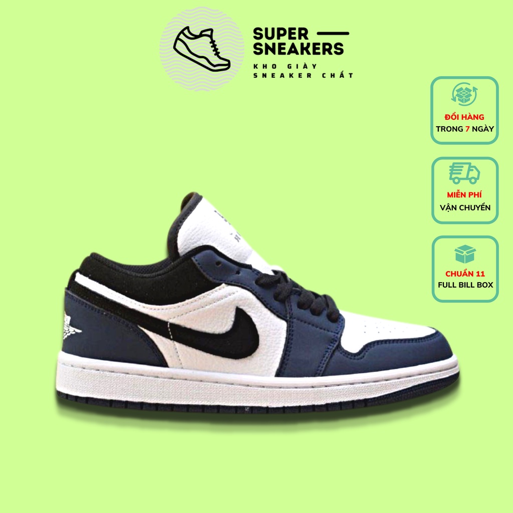 Giày 𝗝𝗼𝗿𝗱𝗮𝗻 Xanh Navi Thấp Cổ Nam Nữ Hot Trend, Giày Thể Thao Sneaker Jordan Cổ Thấp Màu Xanh Navi