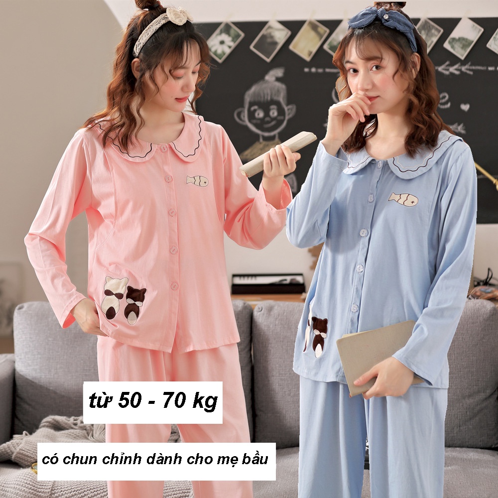 Bộ bầu - bộ sau sinh - chất liệu cotton - kiểu mới thời trang ( con cá - dài - QDTD - MS-09 )