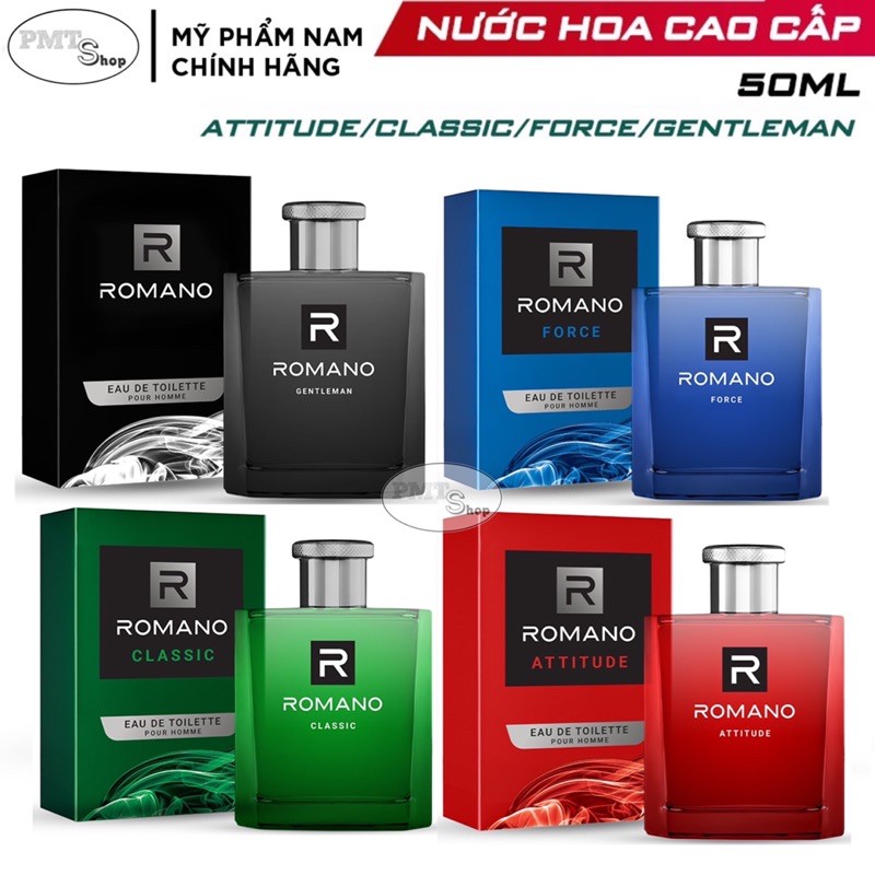 Nước hoa cao cấp Romano 50ml Attitude | Vip | Classic | Force | Gentleman sang trọng đẳng cấp, nồng ấm cá tính