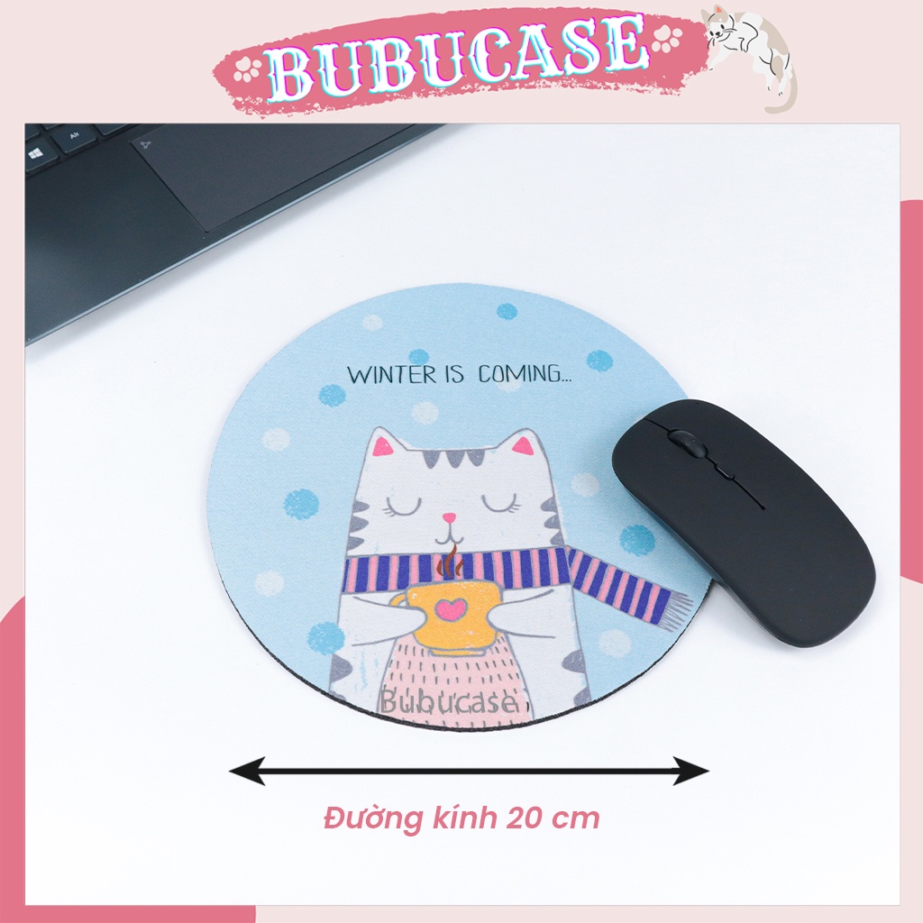 Miếng Lót Chuột, Bàn Di Chuột Hình Tròn Đường Kính 20 cm - Họa Tiết Hoạt Hình Dễ Thương Tùy Chọn, Dùng Cho Văn Phòng
