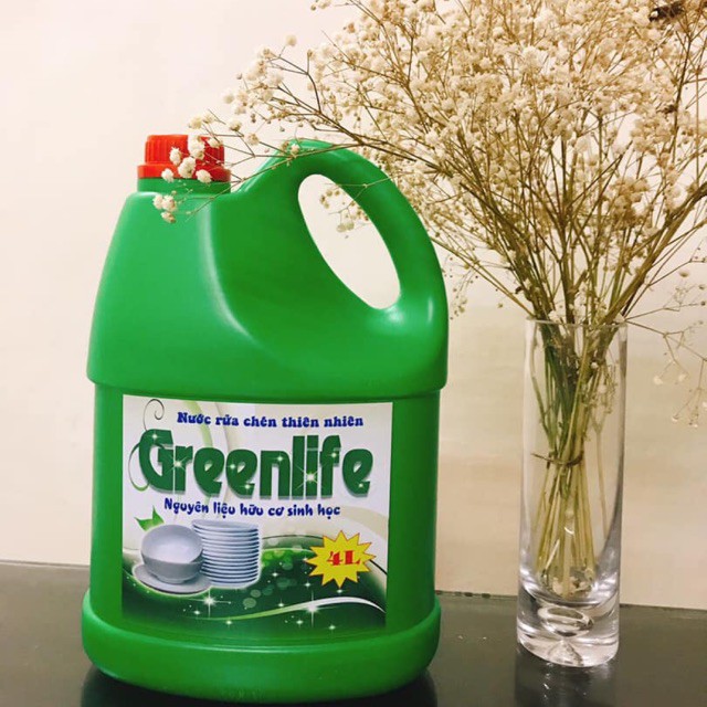 Nước rửa chén nguyên liệu sinh học Greenlife không mùi can 4l, Nước rửa chén Greenlife an toàn cho tay của bạn