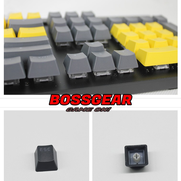 Bộ Keycap PBT Xám Vàng 104 Phím Double Shot Xuyên LED ( OEM Profile, Ansi layout )