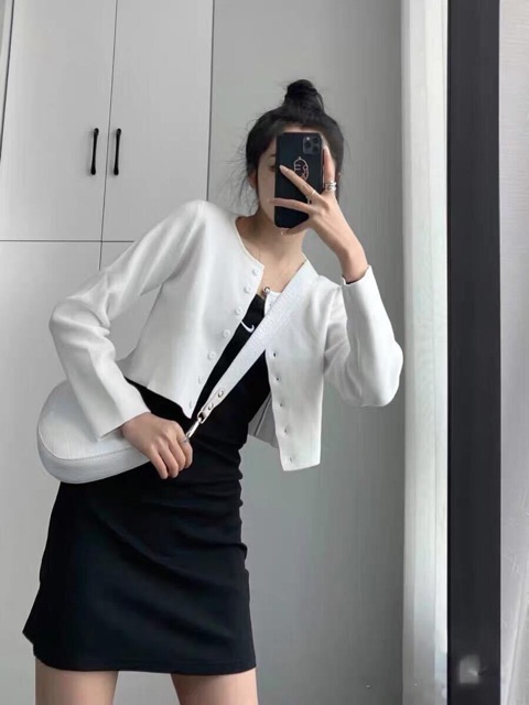 Áo Croptop Nút Trơn Tay Dài Ảnh Thật