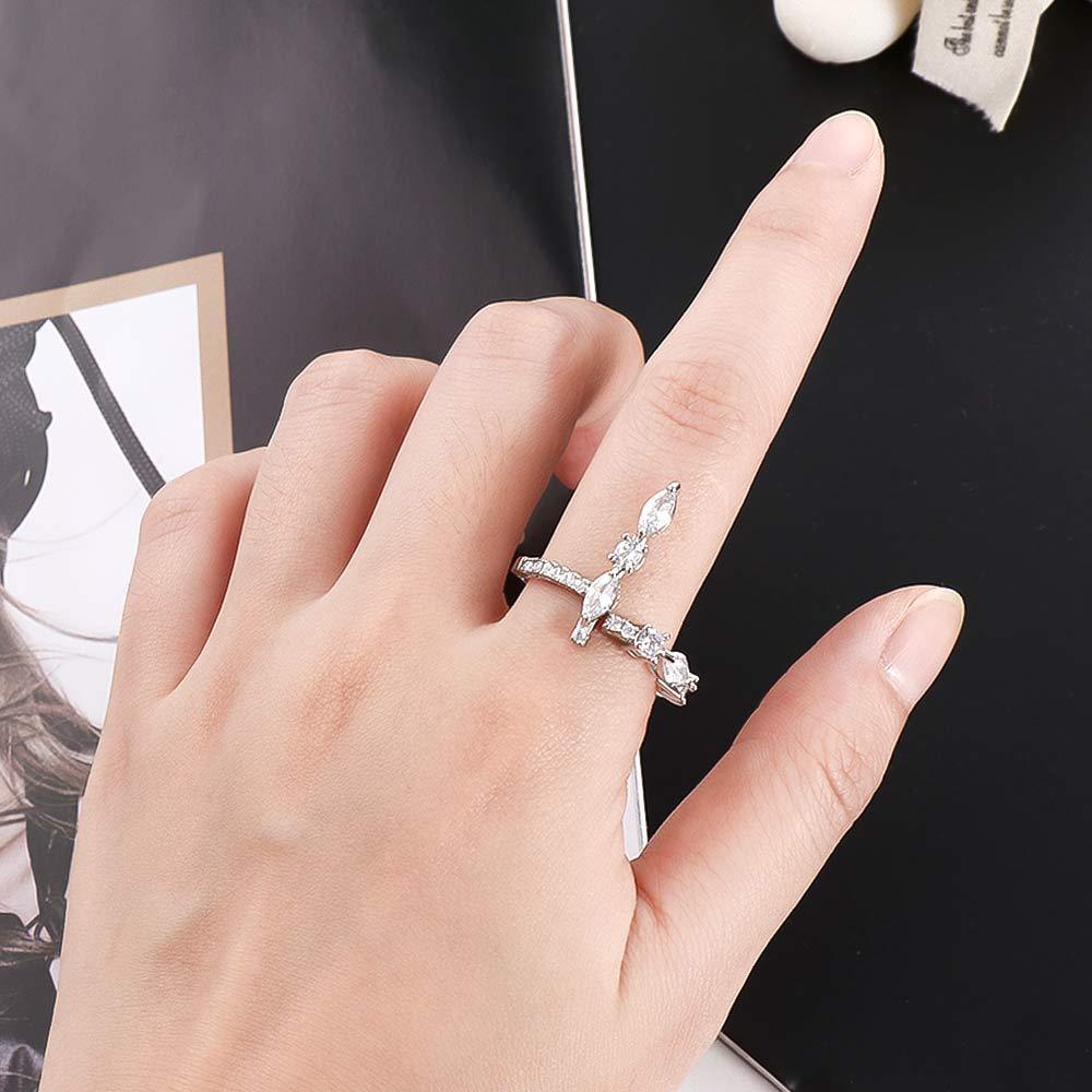 Danilo Nhẫn Hình Trái Tim / Quả Đào Lãng Mạn Có Thể ĐiềuNhẫn Hở Đính Đá Zircon Phong Cách Hàn Quốc