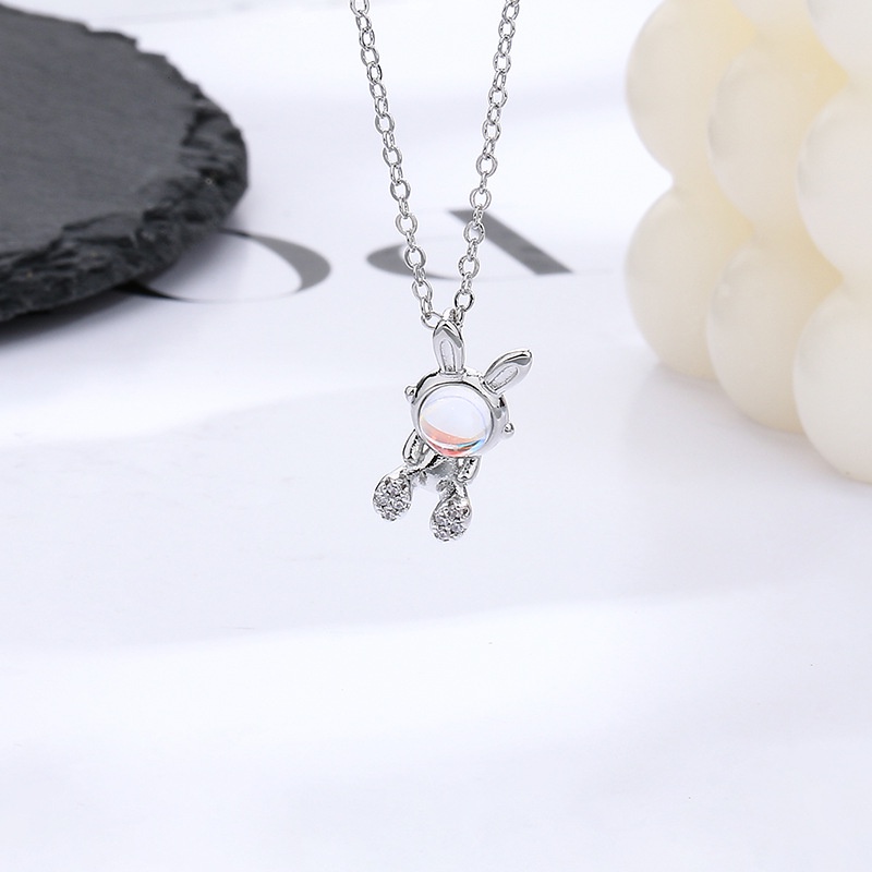 Vòng cổ cung hoàng đạo thỏ dễ thương Thời trang nữ thanh lịch sang trọng mặt trăng đá vòng cổ hàn quốc