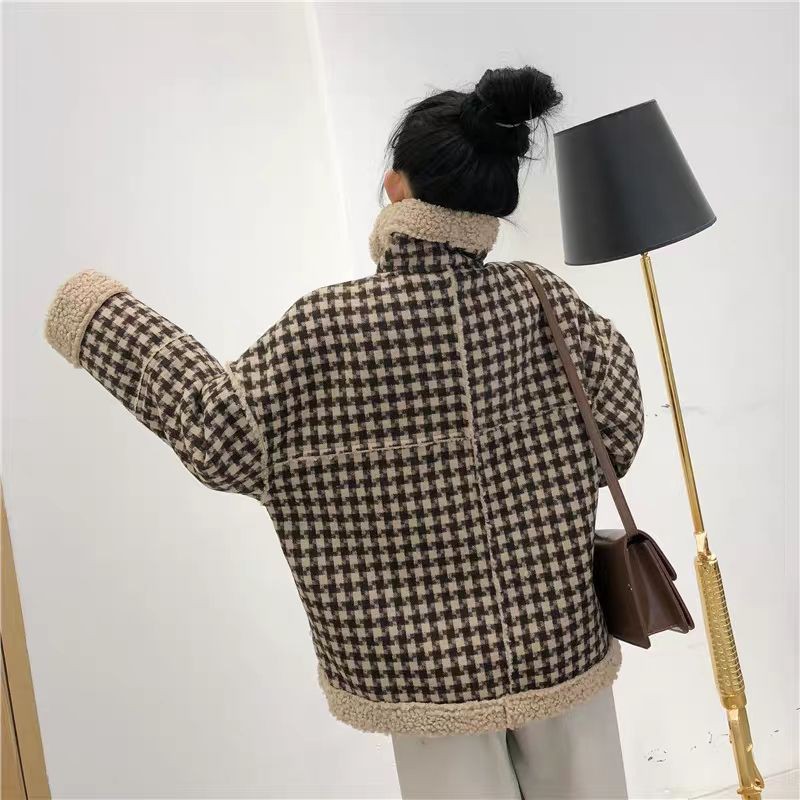 Áo khoác dạ hoạ tiết caro basic Hàn Quốc lót lông cừu siêu xịn hàng Quảng Châu (ảnh thật  | BigBuy360 - bigbuy360.vn