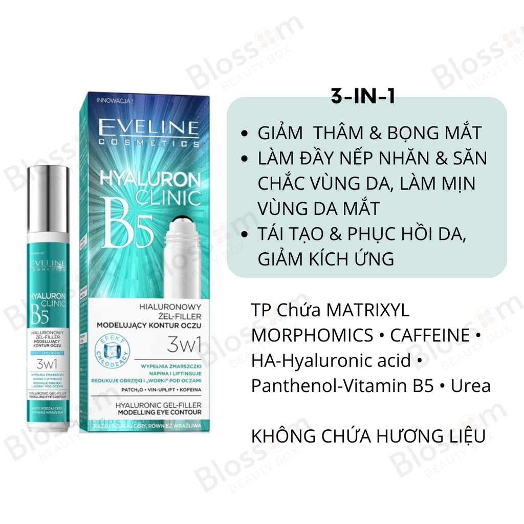 Lăn mắt lạnh Eveline Roll-on Hyaluronic 2 in 1