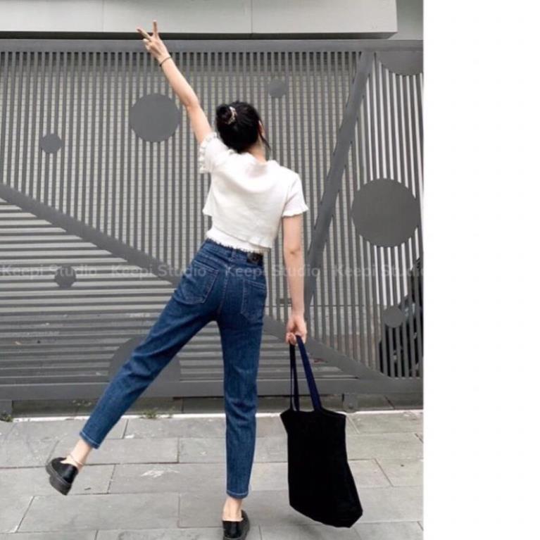 Quần jean bò baggy nữ cạp cao hàng Quảng Châu phong cách Hàn Quốc sành điệu style năm 2022 SKShop22 | BigBuy360 - bigbuy360.vn