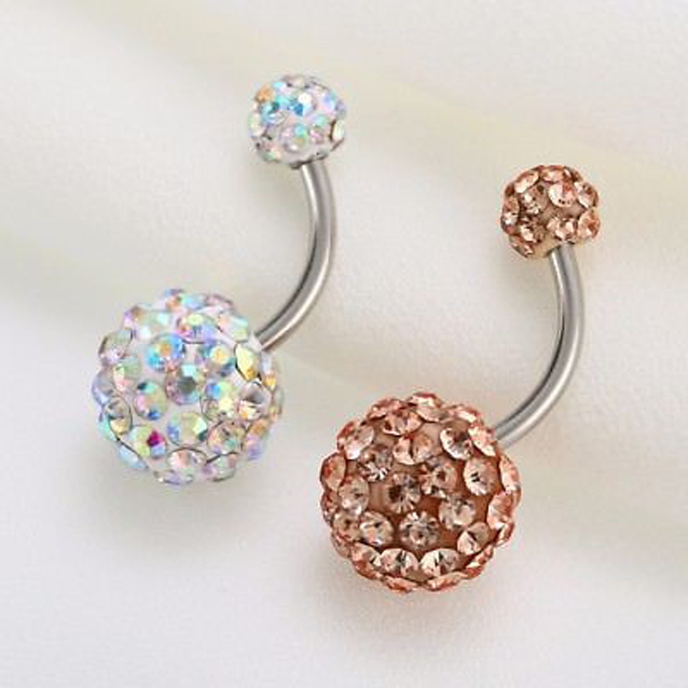 Khuyên rốn bằng thép phẫu thuật đính đá quý nhiều màu thích hợp múa bụng Shamballa