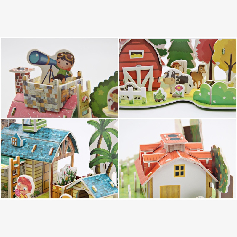 Đồ Chơi Xếp Hình Ngôi Nhà 3D Bằng Giấy Giáo Dục Sớm Cho Bé