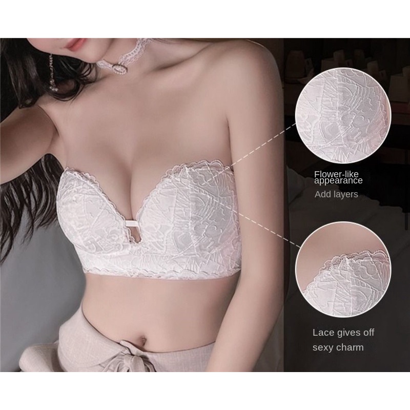 Áo Ngực Ống Không Dây Không Gọng Viền Ren Quyến Rũ Cho Nữ