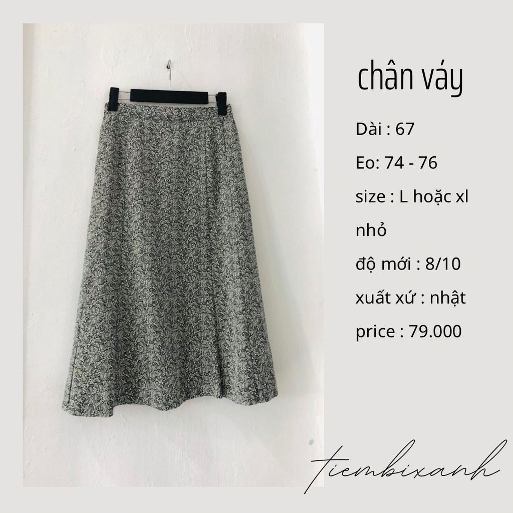 2hand- chân váy chứ A hoa tiết vân cổ điển - CV129 - tiembixanh