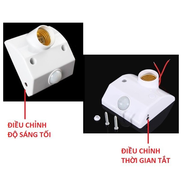 Đui đèn liền phích cắm E27 cảm biến hồng ngoại có người tự động sáng