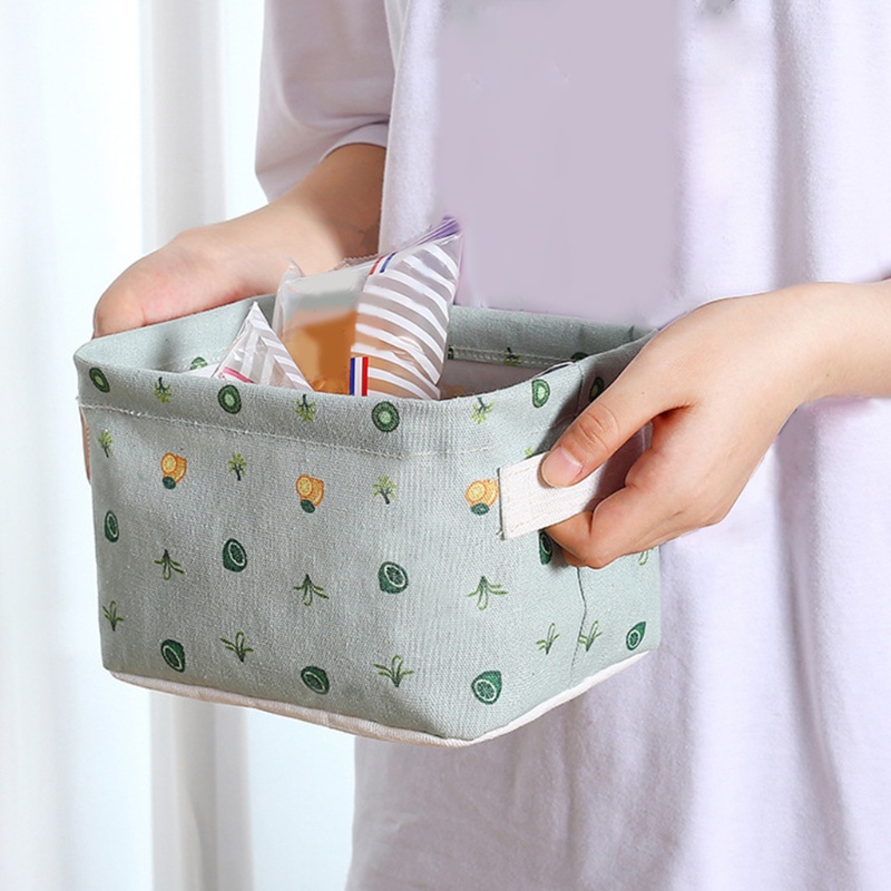 Giỏ Đựng Đồ Bằng Vải Canvas Mini Dễ Thương Có Thể Gập Lại