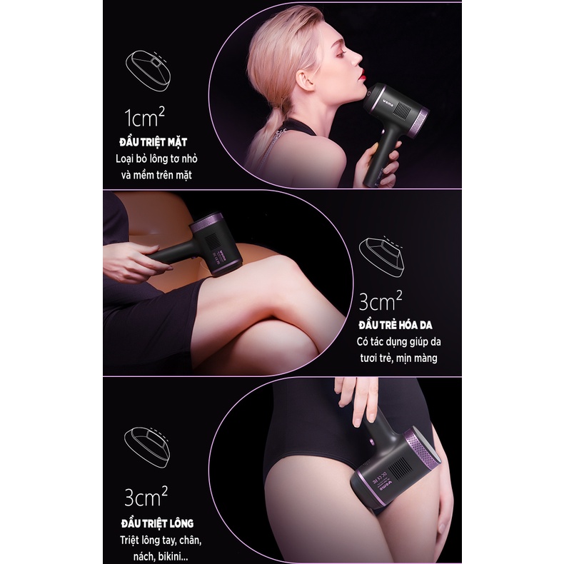 Máy Triệt Lông Bikini VEME V700-PRO, Máy Triệt Lông Vĩnh Viễn Mini Đa Năng Trẻ Hóa Da Vô Hạn Xung Công Nghệ IPL Mới Nhất