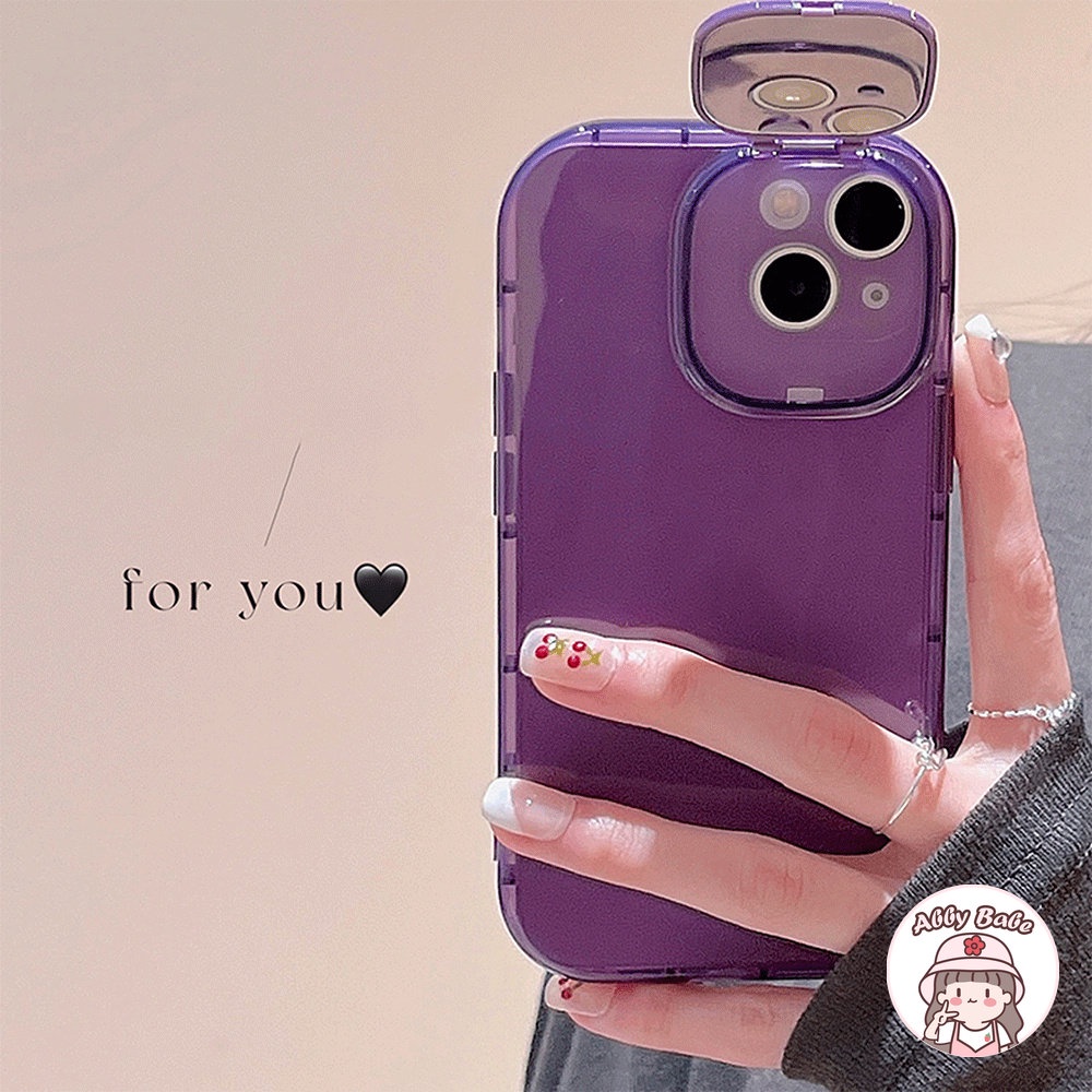 Ốp Điện Thoại TPU Mềm Mỏng Mặt Gương Trang Điểm Chống Mồ Hôi Màu Tím Cho Iphone 11 7Plus 13 12 11 Pro Max X XS 12 13 XR