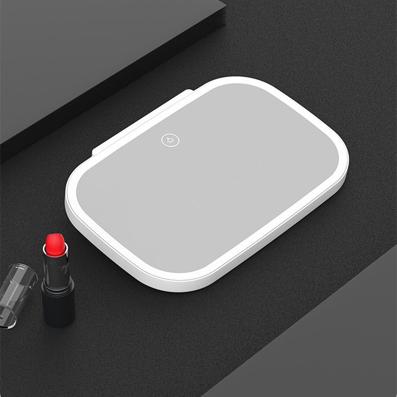 Gương Trang Điểm Ba Cánh Có Thể Sạc Lại Cổng USB Gắn Tấm Che Nắng Xe Hơi