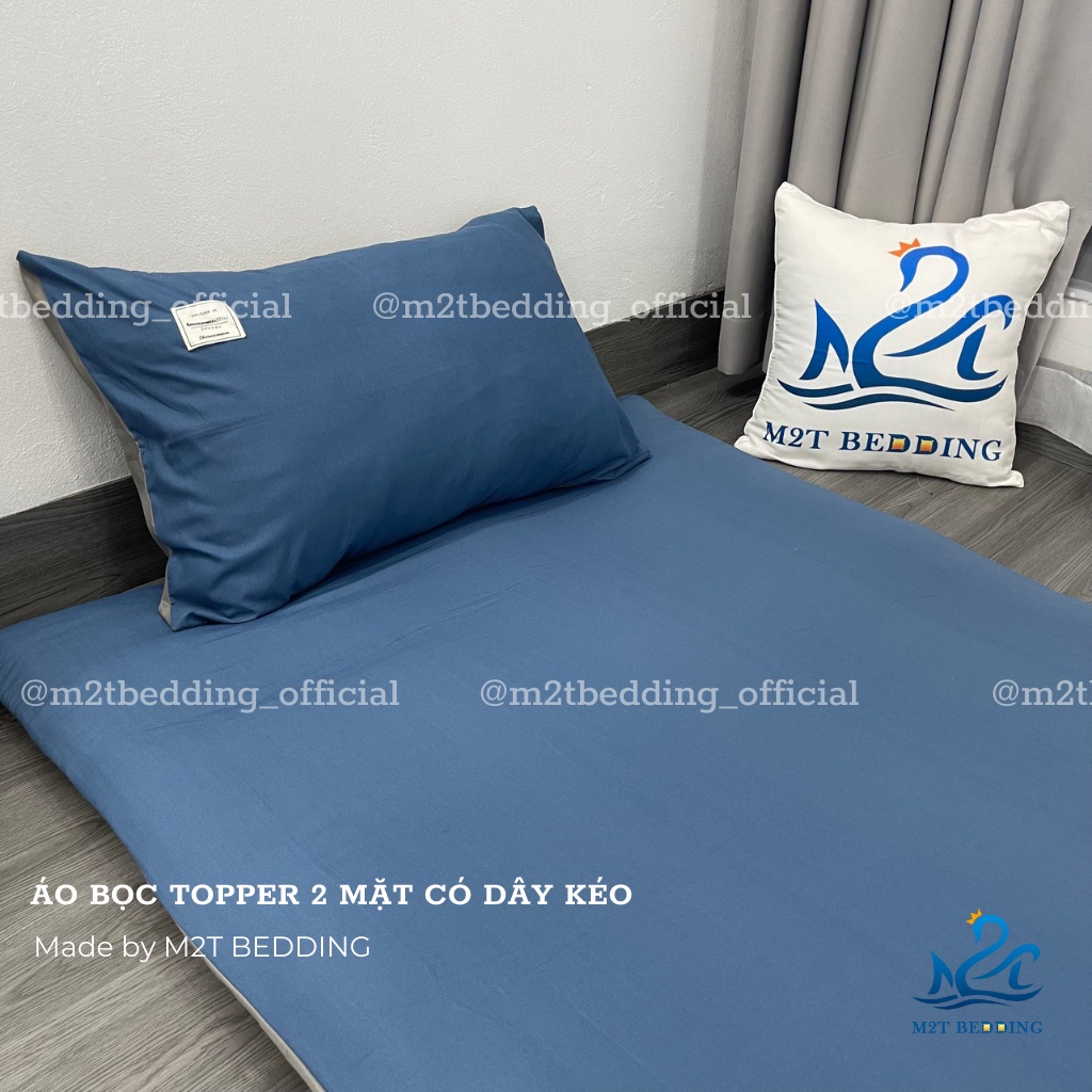 Áo Bọc Nệm Topper 2 Mặt Cotton Tici Có Khóa Kéo M2T BEDDING Vỏ Bọc Đệm Topper Dùng Được 2 Mặt (Không kèm vỏ gối) | BigBuy360 - bigbuy360.vn