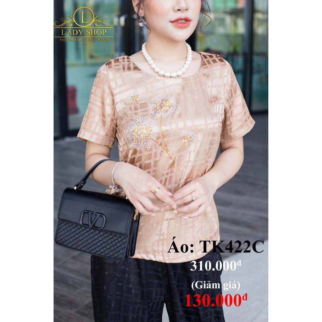 Áo lụa đính đá cao cấp thời trang trung niên Ladyshop TK422