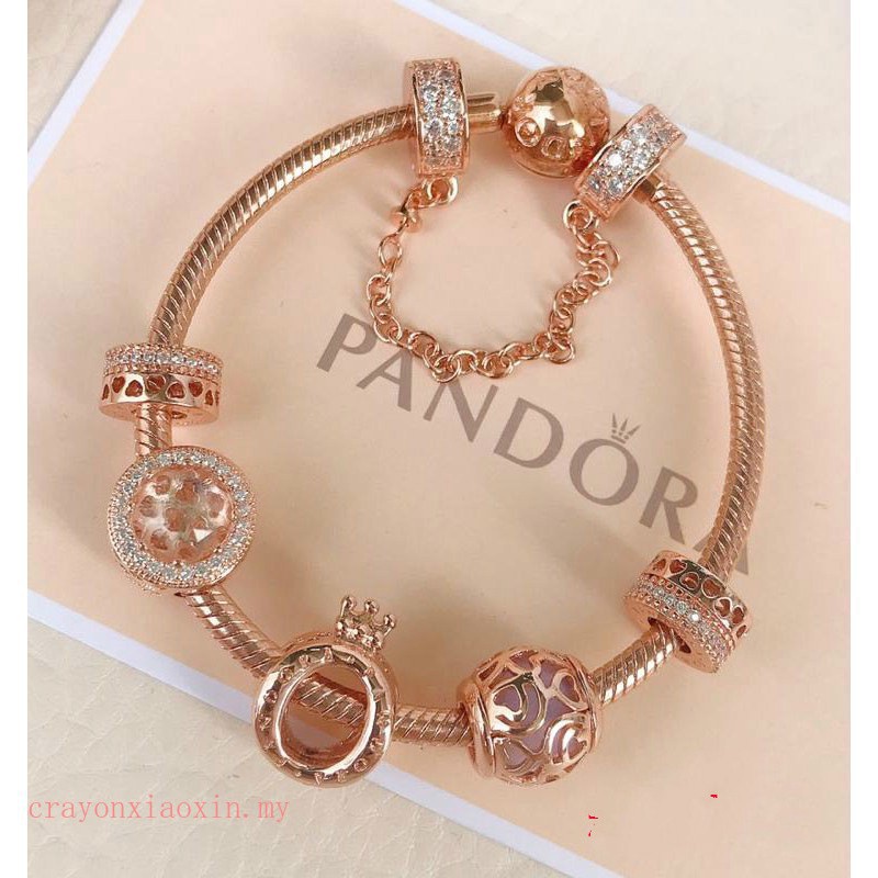 Vòng Tay Pandora charm Hoa Hồng Đính Hạt Thời Trang Cho Nữ am48