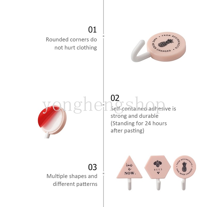 Set 3 Móc Treo Chìa Khóa Dán Tường Tự Dính Phong Cách Bắc Âu Dùng Cho Nhà Bếp/Phòng Tắm
