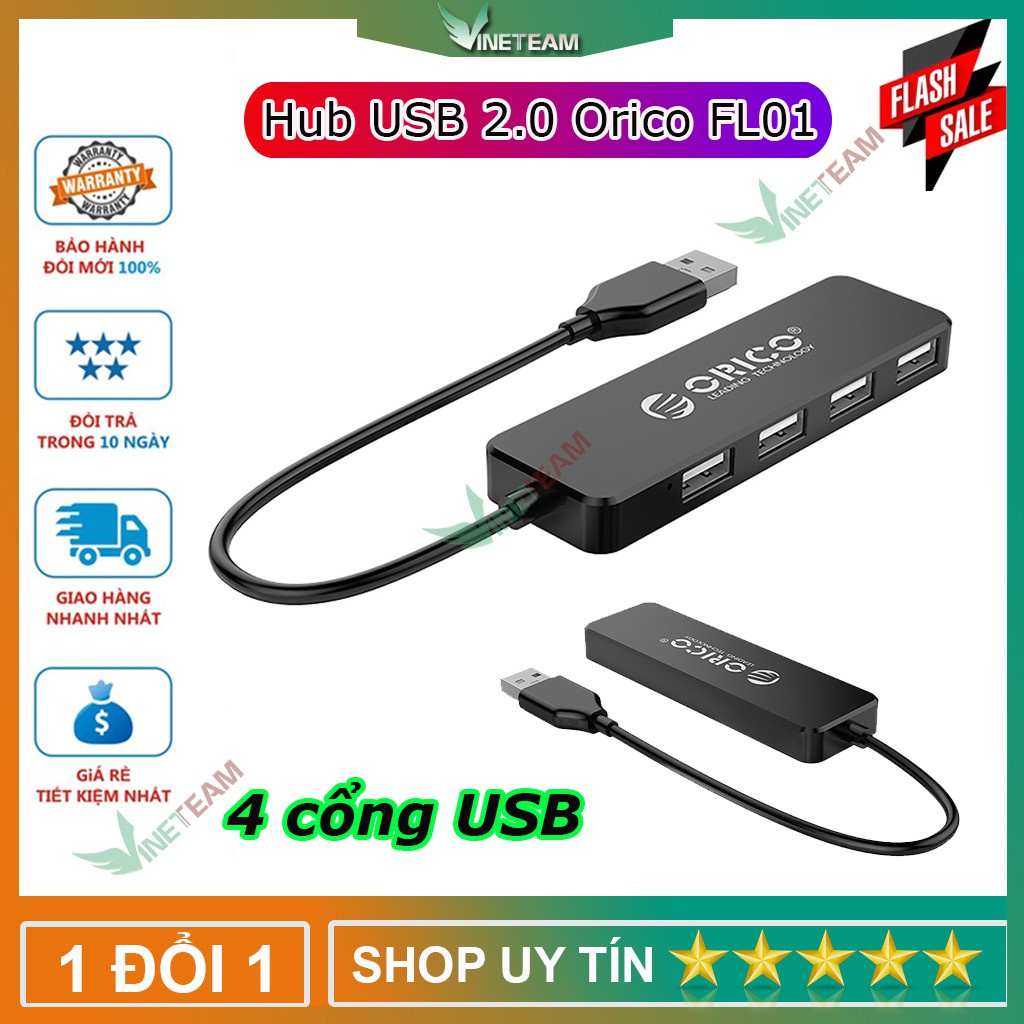 Bộ chia USB 4 cổng 2.0 Orico FL01 - 4 USB 2.0 giá rẻ vô địch bảo hành 12 tháng -dc4250