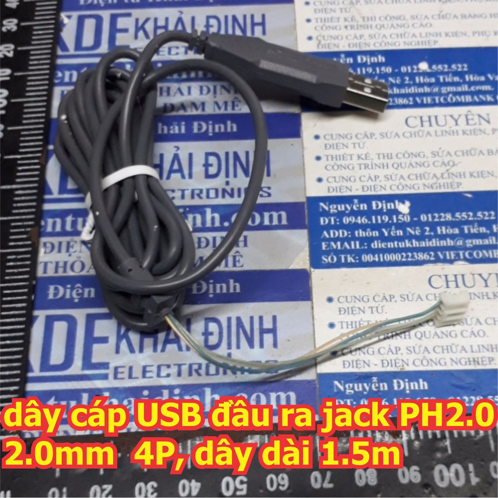 2 sợi dây cáp USB đầu ra jack PH2.0 2.0mm 4P, dây dài 1.5m kde6169