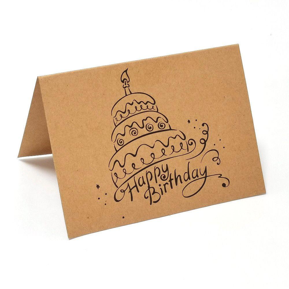 WONDER 10 Pcs Birthday Card Postcard Best Wishes Gift Happy Birthday Kraft Paper