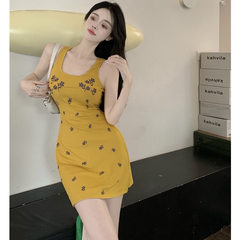 Đầm Hai Dây Thêu Hoa Thời Trang Mùa Hè Dành Cho Nữ