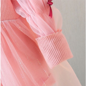 Đầm Công Chúa Tay Dài Phồng Bằng Vải Gauze Cổ Thuyền Có Nơ Cho Bé Gái 0-4 Tuổi