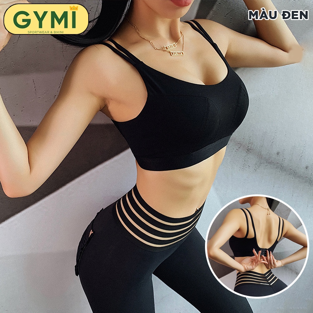 Áo bra tập gym yoga nữ GYMI AL24 thể thao chất thun lạnh mút ngực đúc may liền cố đinh nâng đỡ ngực