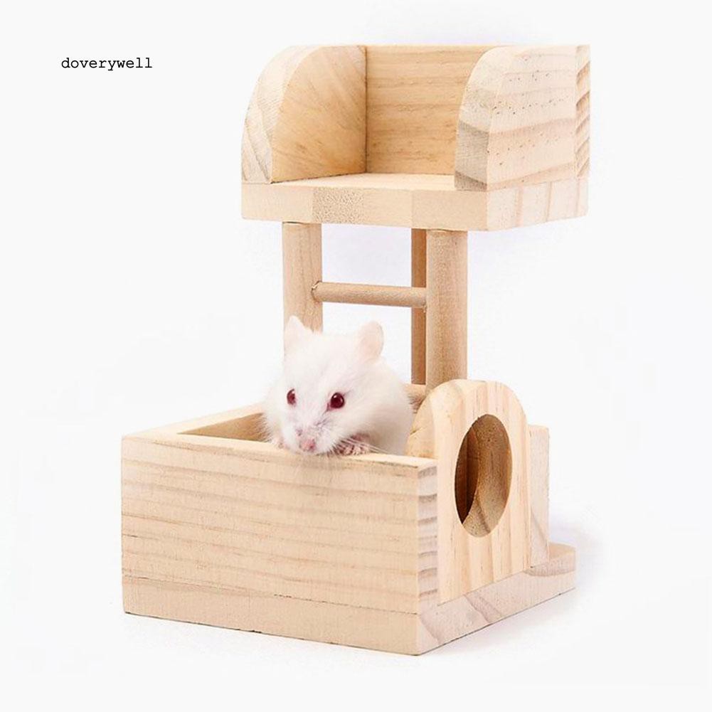 Ngôi nhà 2 tầng mini bằng gỗ dùng leo trèo thú vị cho chuột hamster