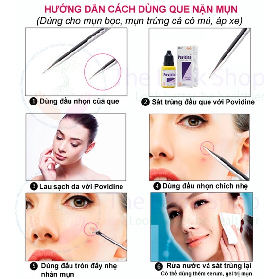 Bộ nặn mụn cao cấp gồm nhíp gắp mụn và cây que chích mụn - Dụng cụ nặn mụn thép không gỉ