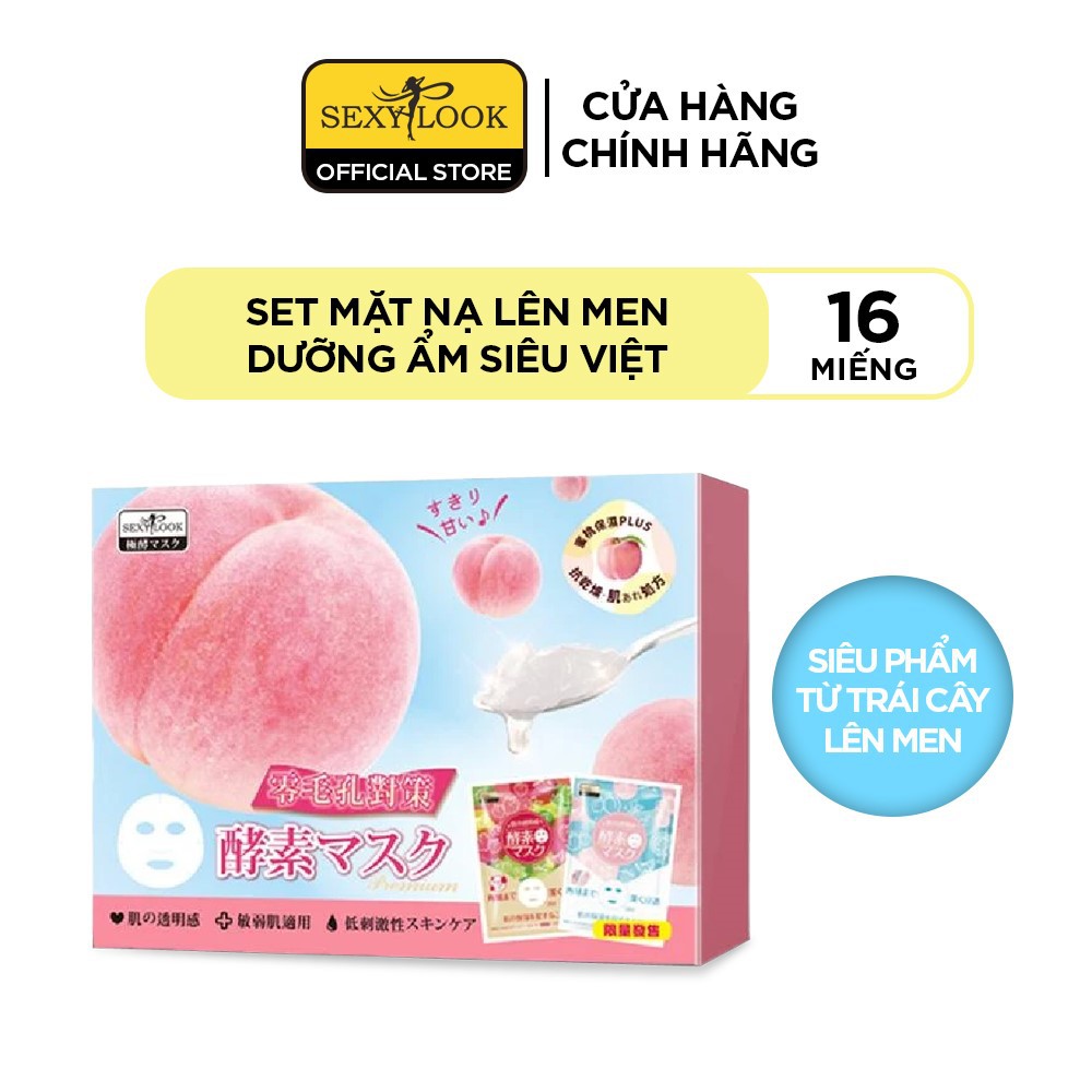 Gift Set Mặt Nạ Lên Men Hương Đào SEXYLOOK [Dưỡng Ẩm Siêu Việt] (Bộ 16 miếng - 28ml/ miếng)