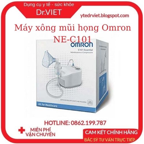 Máy xông mũi họng Omron NE-C101 - Cải thiện về đường hô hấp,giảm nghẹt mũi,an toàn cho trẻ,bảo hành 2 năm-DrViet