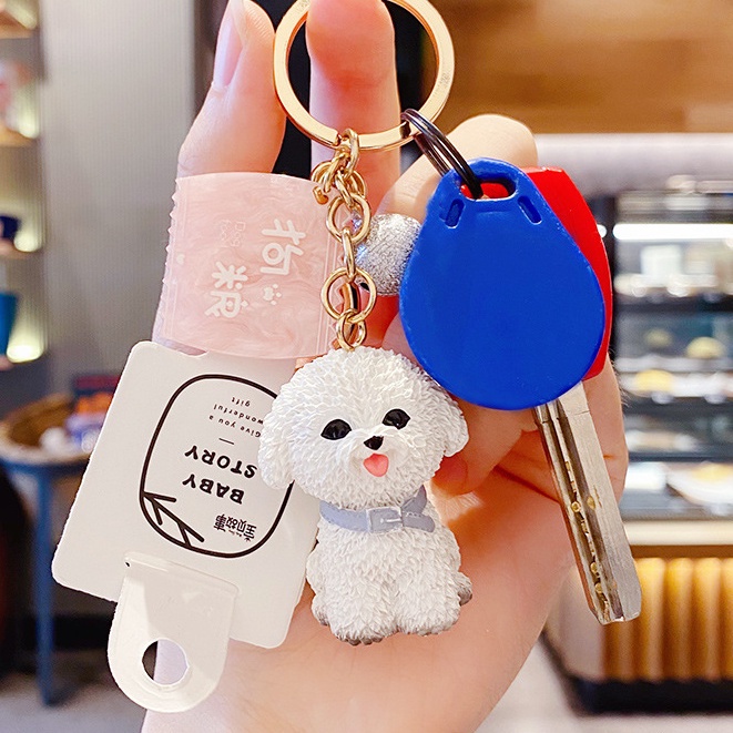 Móc khóa hình chú chó dễ thương Bichon Schnauzer