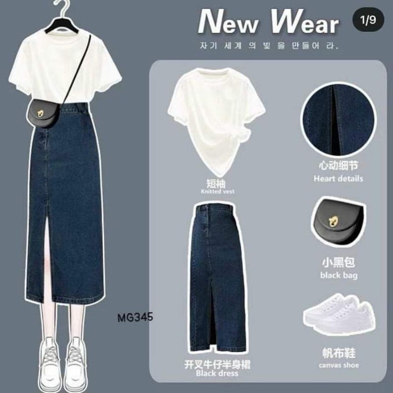 CHÂN VÁY MIDI JEAN XẺ ĐÙI